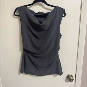 White House Black Market Gray Draped Sleeveless Blouse